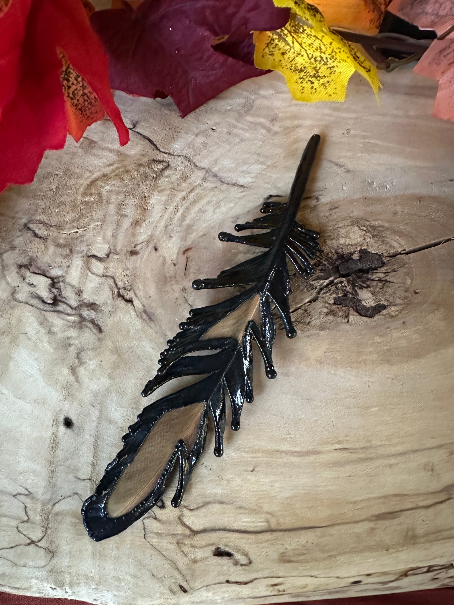 Peekaboo Feather - Copper Electroformed - Ornamental Keepsake, Ritual Altar Decor