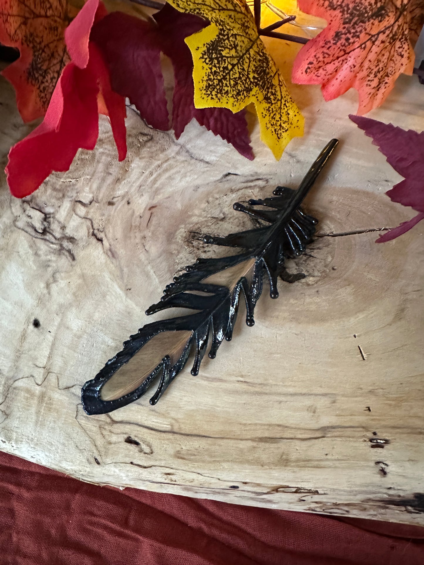 Peekaboo Feather - Copper Electroformed - Ornamental Keepsake, Ritual Altar Decor