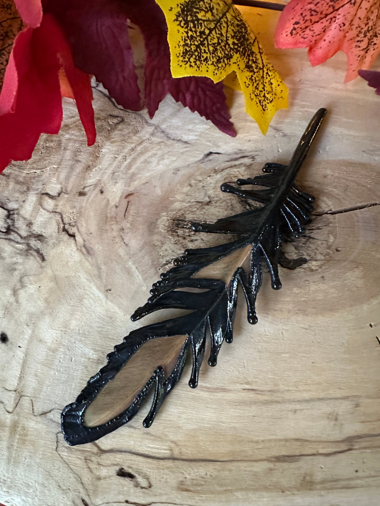 Peekaboo Feather - Copper Electroformed - Ornamental Keepsake, Ritual Altar Decor