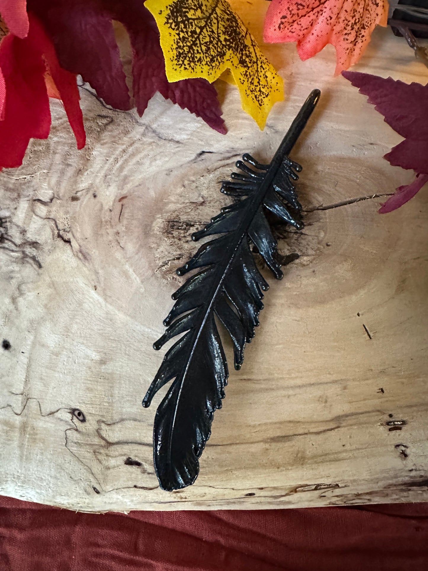 Peekaboo Feather - Copper Electroformed - Ornamental Keepsake, Ritual Altar Decor