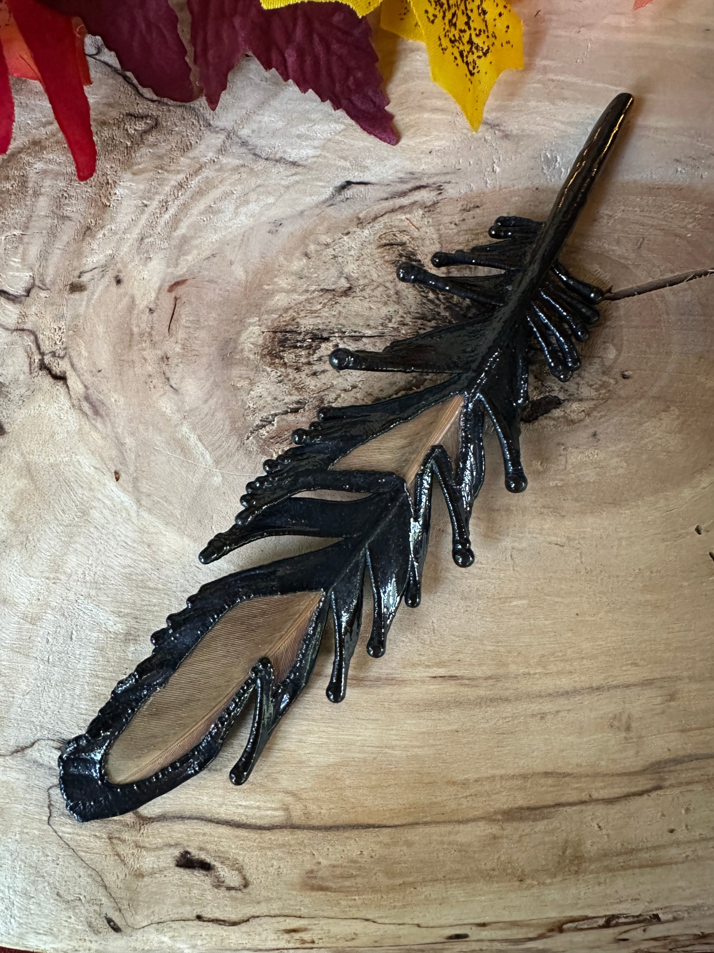 Peekaboo Feather - Copper Electroformed - Ornamental Keepsake, Ritual Altar Decor