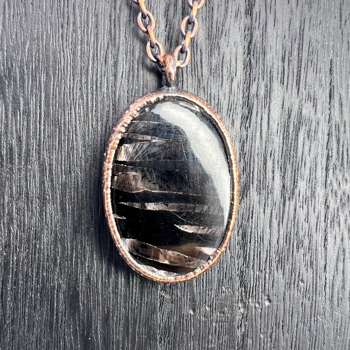 Hypersthene Necklace - Copper Electroformed