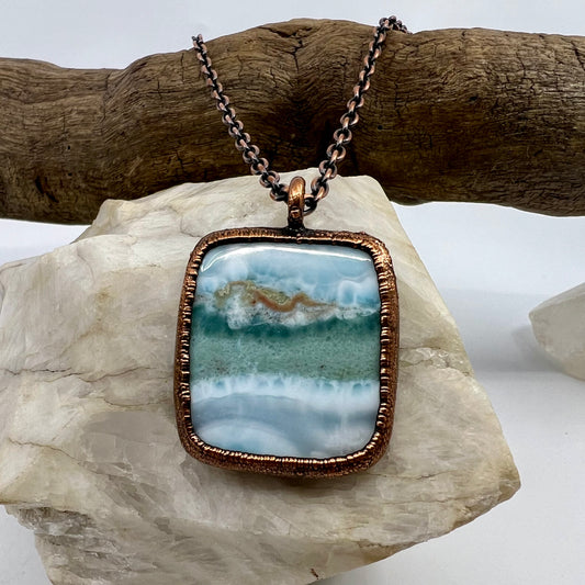 Larimar Necklace - Copper Electroformed