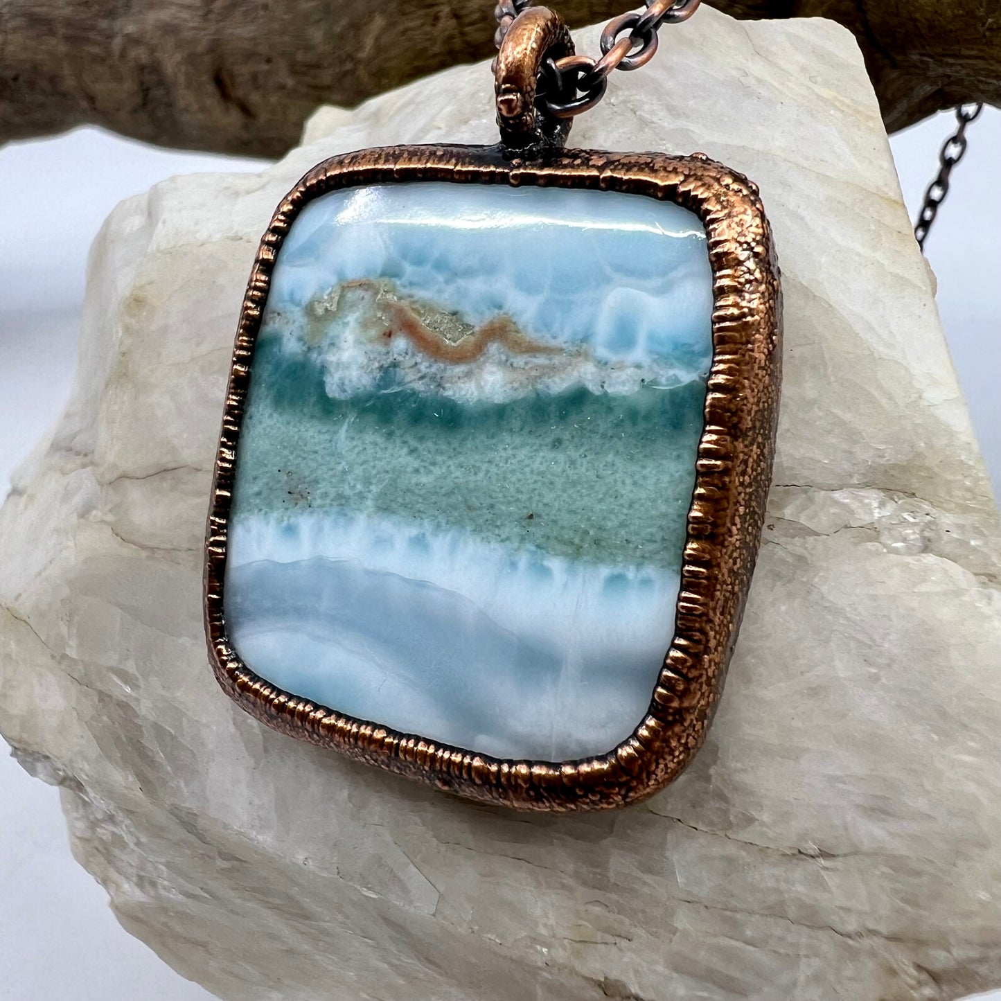 Larimar Necklace - Copper Electroformed