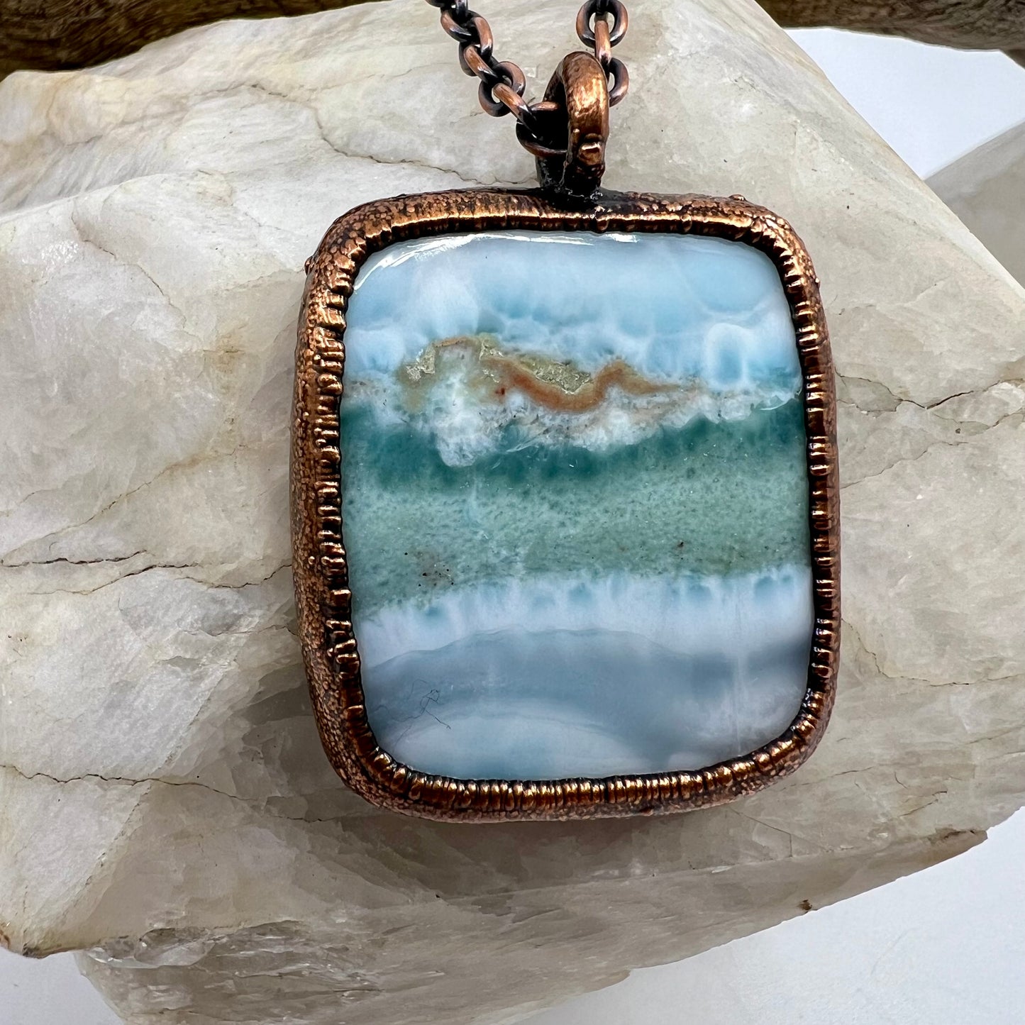 Larimar Necklace - Copper Electroformed