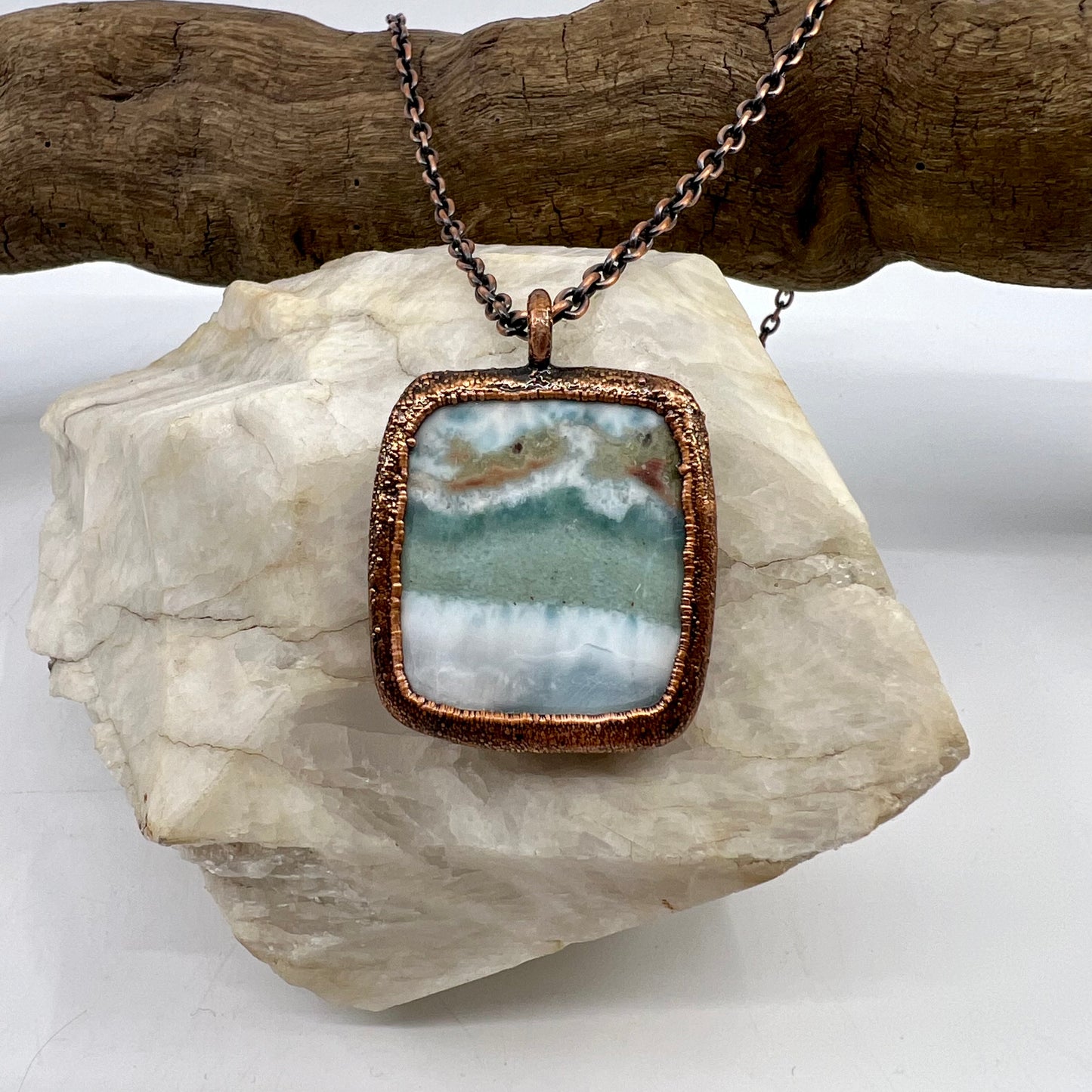 Larimar Necklace - Copper Electroformed