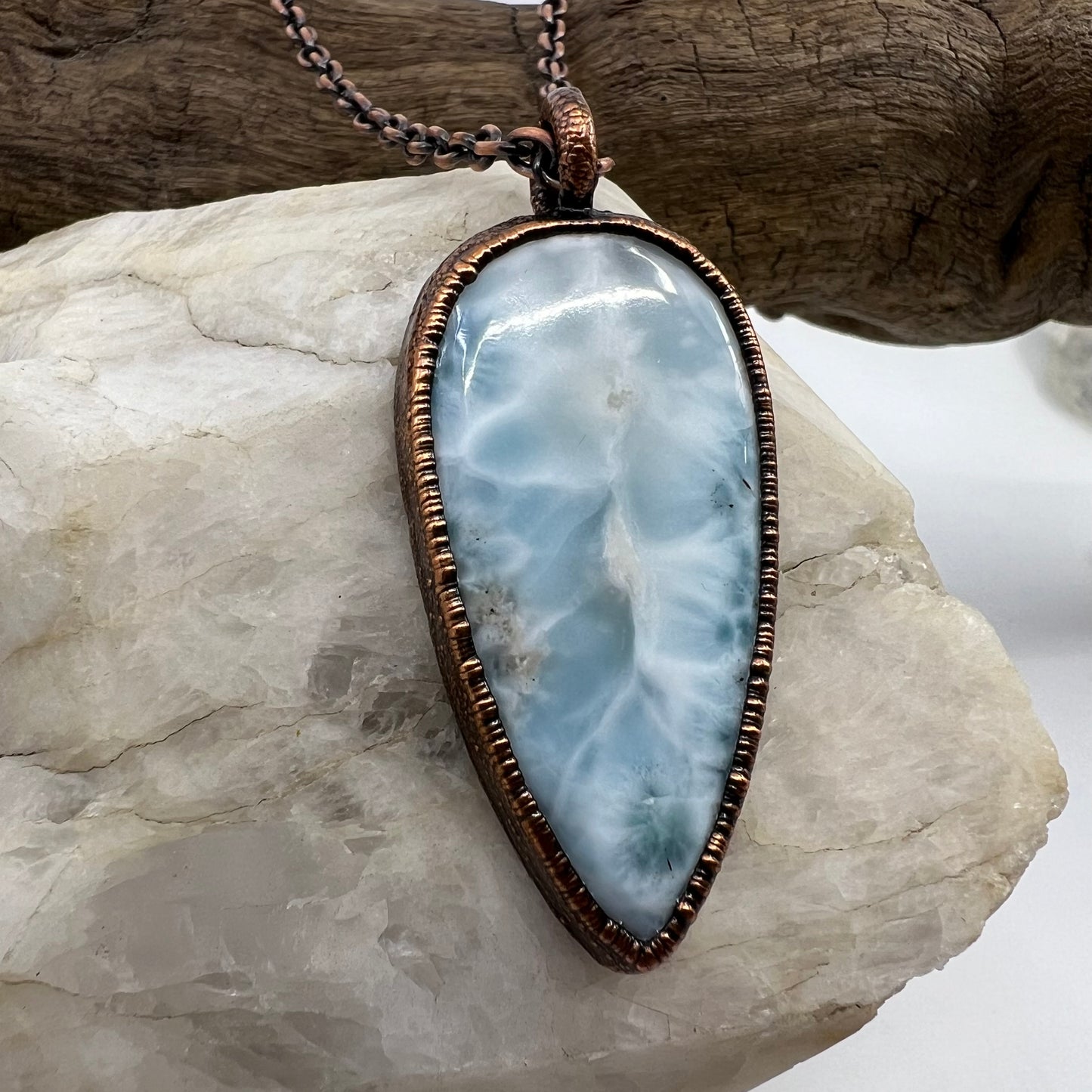 Larimar Necklace - Copper Electroformed