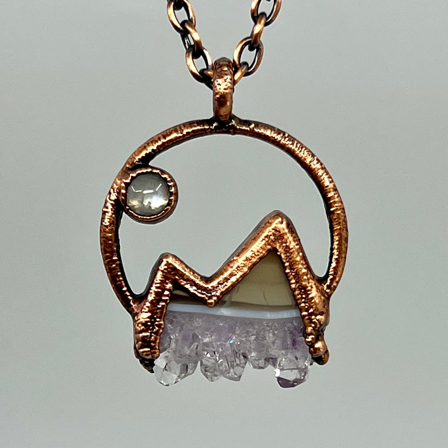 Mountains and the Moon — Copper Electroformed Necklace