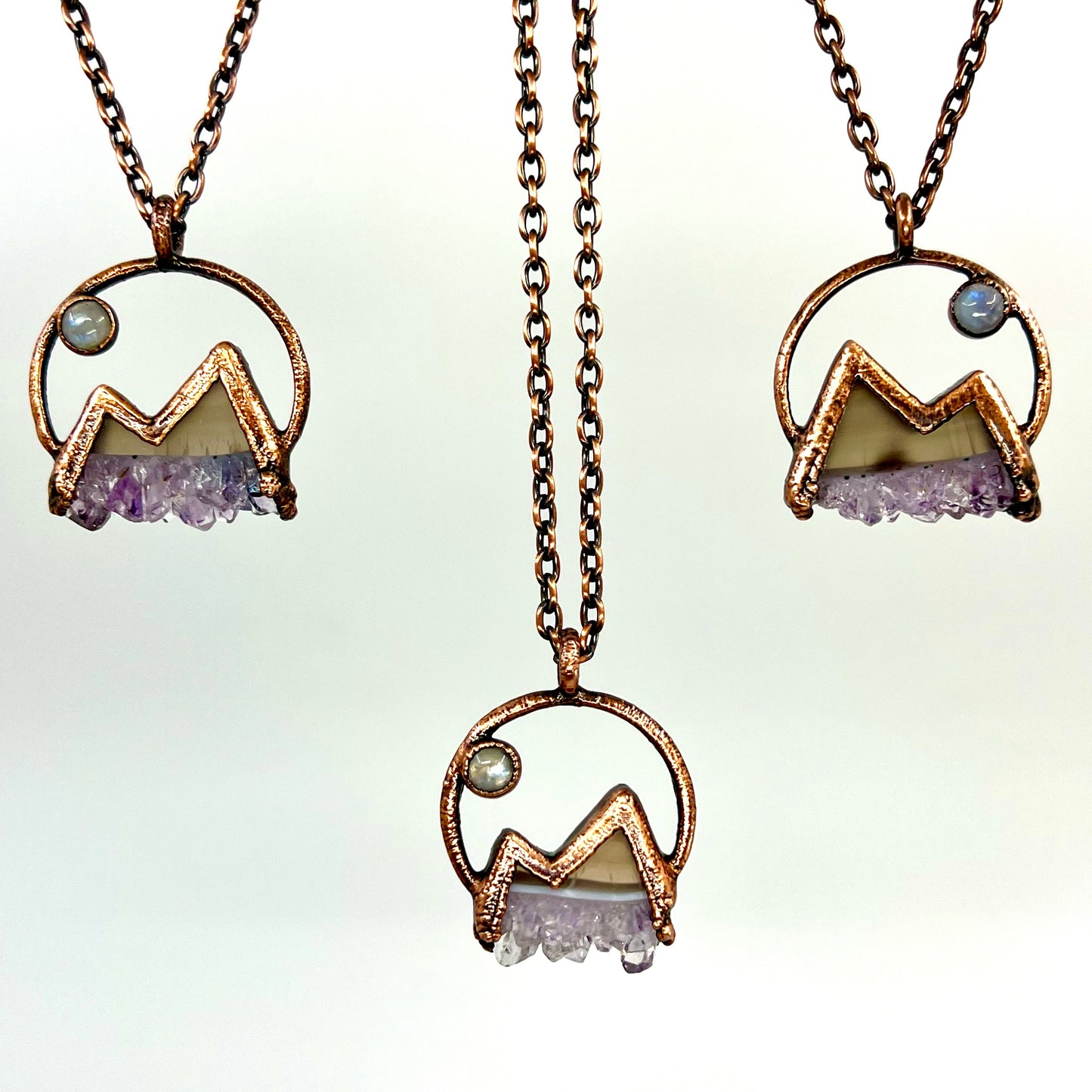 Mountains and the Moon — Copper Electroformed Necklace