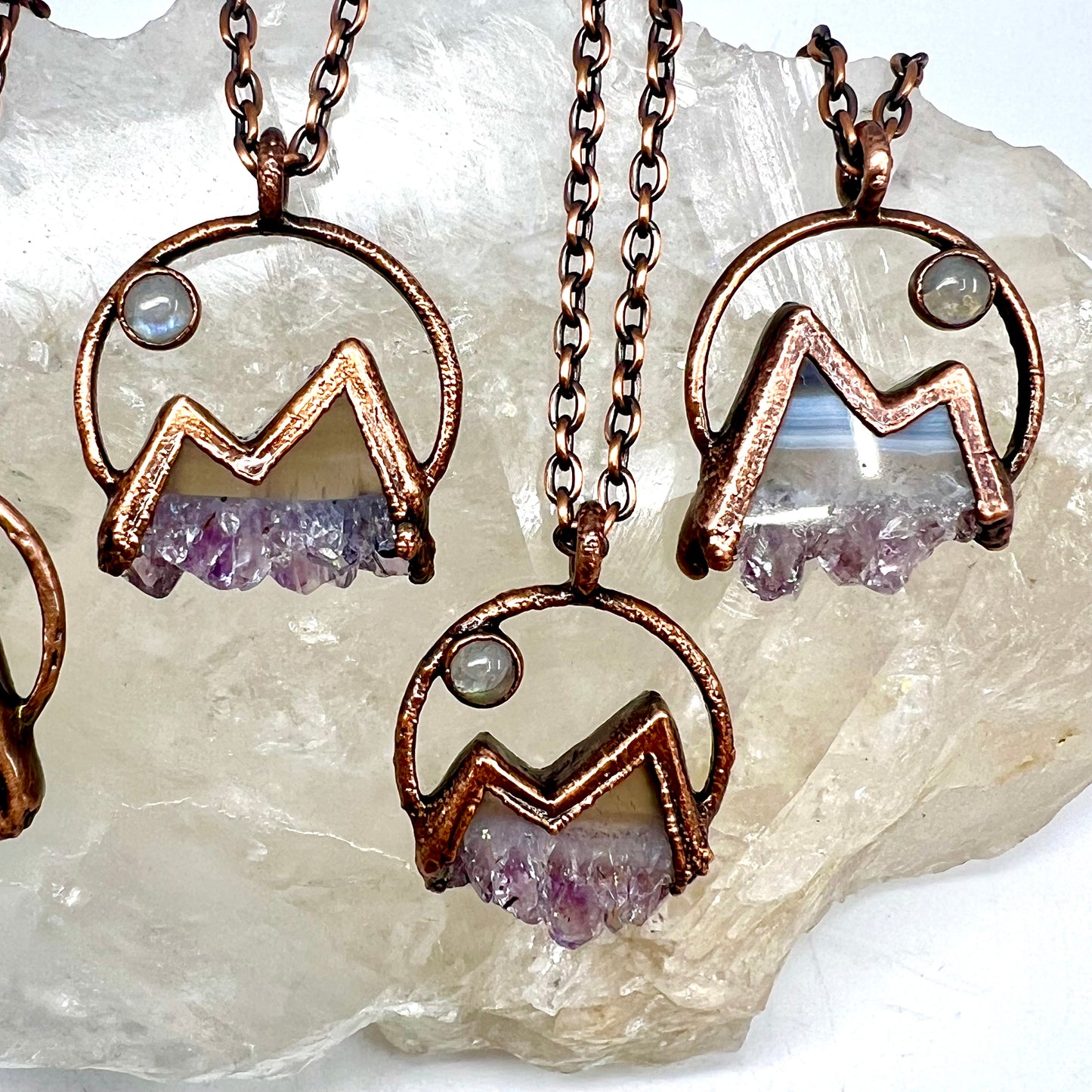 Mountains and the Moon — Copper Electroformed Necklace