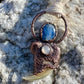 Cougar Claw with Blue Kyanite and Rainbow Moonstone - Copper Electroformed Necklace