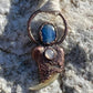 Cougar Claw with Blue Kyanite and Rainbow Moonstone - Copper Electroformed Necklace