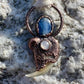 Cougar Claw with Blue Kyanite and Rainbow Moonstone - Copper Electroformed Necklace