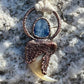 Cougar Claw with Blue Kyanite and Rainbow Moonstone - Copper Electroformed Necklace