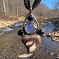 Cougar Claw Necklace with Labradorite and Obsidian - Copper Electroformed