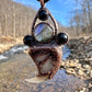 Cougar Claw Necklace with Labradorite and Obsidian - Copper Electroformed