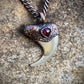 Cougar Claw with Red Tourmaline - Copper Electroformed Necklace