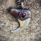 Cougar Claw with Red Tourmaline - Copper Electroformed Necklace