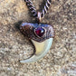 Cougar Claw with Red Tourmaline - Copper Electroformed Necklace