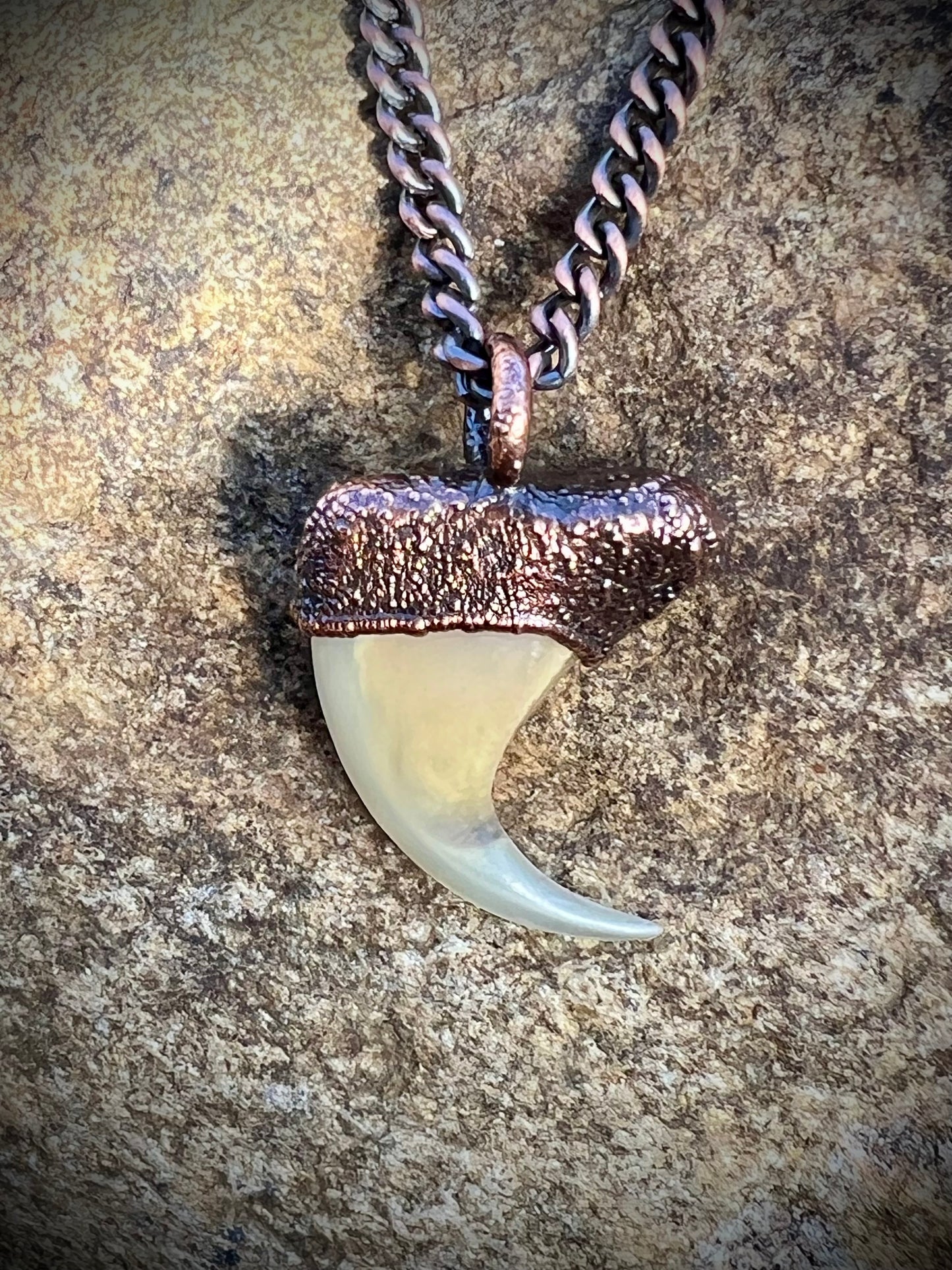 Cougar Claw with Red Tourmaline - Copper Electroformed Necklace