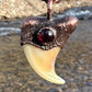 Cougar Claw with Garnet - Copper Electroformed Necklace