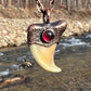 Cougar Claw with Garnet - Copper Electroformed Necklace