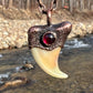 Cougar Claw with Garnet - Copper Electroformed Necklace
