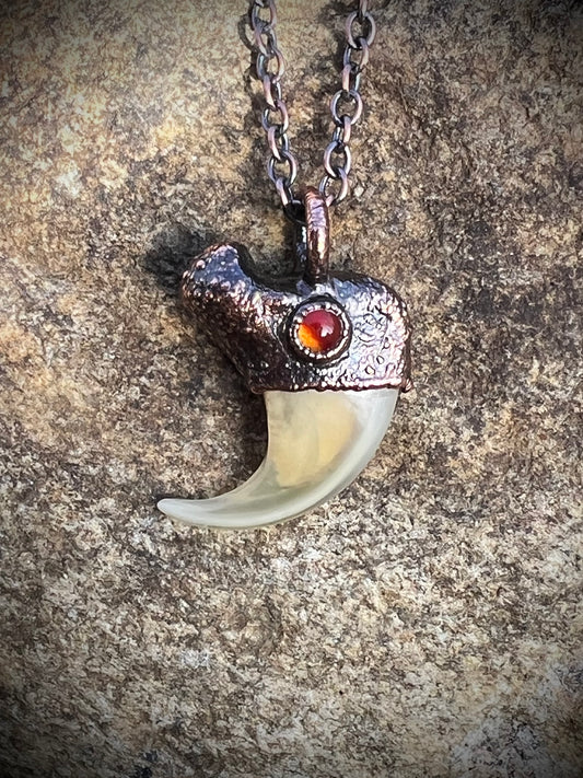 Cougar Claw with Carnelian - Copper Electroformed Necklace