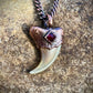 Cougar Claw with Garnet - Copper Electroformed Necklace