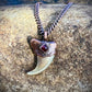 Cougar Claw with Garnet - Copper Electroformed Necklace
