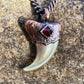 Cougar Claw with Garnet - Copper Electroformed Necklace