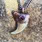 Cougar Claw with Garnet - Copper Electroformed Necklace