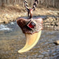 Cougar Claw with Garnet - Copper Electroformed Necklace