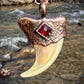 Cougar Claw with Garnet - Copper Electroformed Necklace