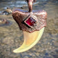 Cougar Claw with Garnet - Copper Electroformed Necklace