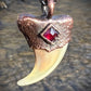 Cougar Claw with Garnet - Copper Electroformed Necklace