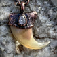 Cougar Claw with Moonstone - Copper Electroformed Necklace