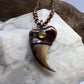 Black Bear Claw with Tourmaline Accent, Small Rear Claw - Copper Electroformed Necklace