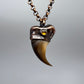 Black Bear Claw with Tourmaline Accent, Small Rear Claw - Copper Electroformed Necklace