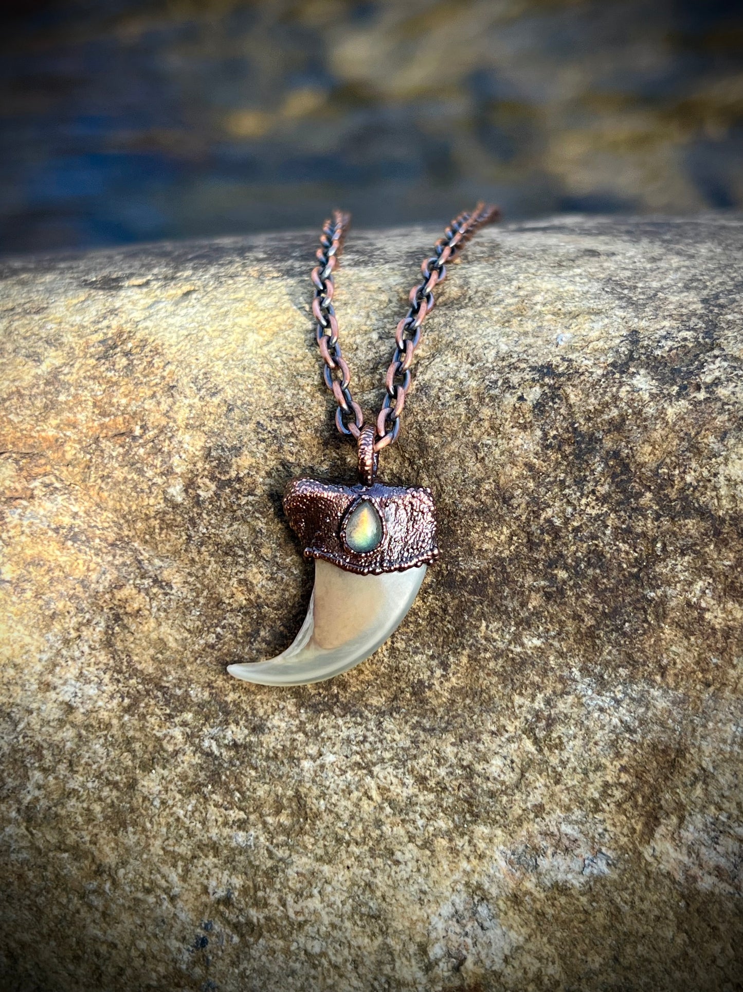 Cougar Claw with Labradorite - Copper Electroformed Necklace