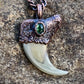 Cougar Claw with Green Tourmaline - Copper Electroformed Necklace