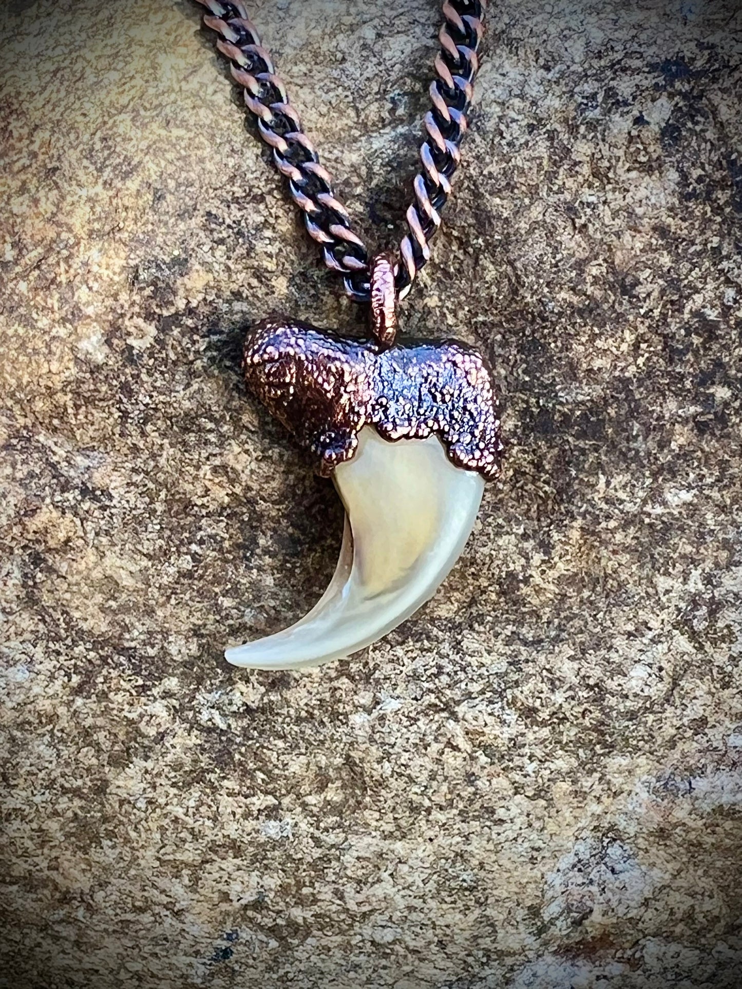 Cougar Claw with Green Tourmaline - Copper Electroformed Necklace