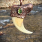 Cougar Claw with Green Tourmaline - Copper Electroformed Necklace