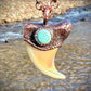 Cougar Claw with Tibetan Turquoise - Copper Electroformed Necklace