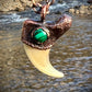 Cougar Claw with Malachite - Copper Electroformed Necklace