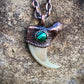 Cougar Claw with Malachite - Copper Electroformed Necklace