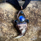 Cougar Claw Necklace with Labradorite and Obsidian - Copper Electroformed