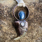 Cougar Claw with Blue Kyanite and Rainbow Moonstone - Copper Electroformed Necklace