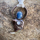 Cougar Claw with Blue Kyanite and Rainbow Moonstone - Copper Electroformed Necklace
