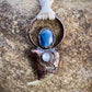 Cougar Claw with Blue Kyanite and Rainbow Moonstone - Copper Electroformed Necklace